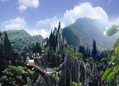 贺州玉石林风景区是一片由汉玉石柱、石笋组成的“玉石林”，它形成于一亿多年前的侏罗纪时期。