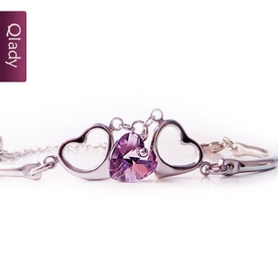 可爱情侣礼物首饰品女 时尚粉紫水晶手链