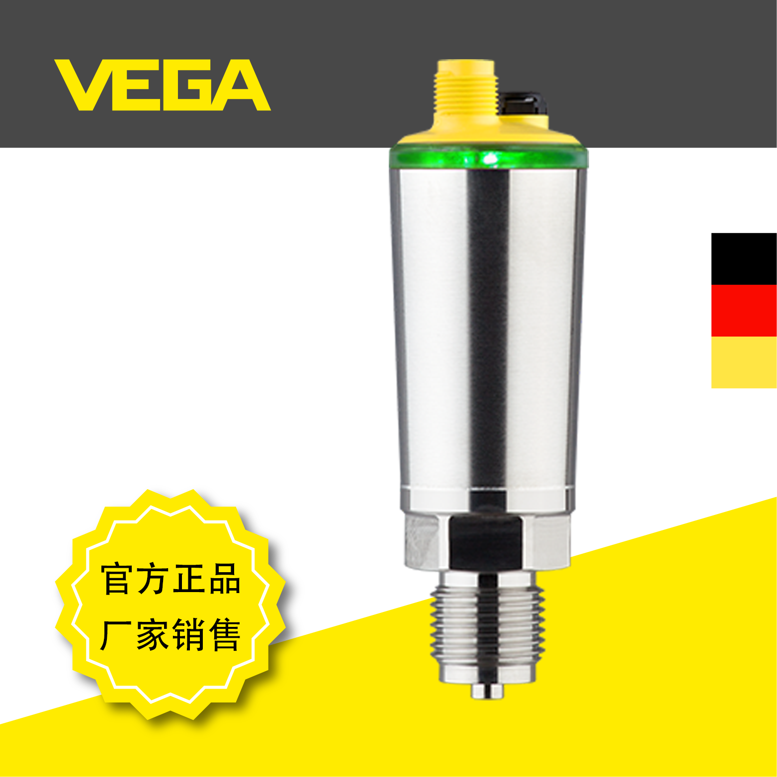 威格VEGABAR28陶瓷膜片压力变送器 环彩灯显示 卫生型适配接头 支持IO-Link 德国进口仪表