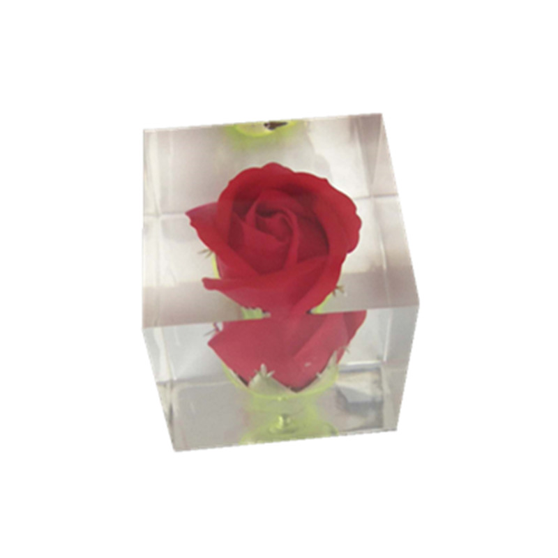 高透明水晶胶内埋（内藏）植物玫瑰花标本 树脂内嵌植物工艺品
