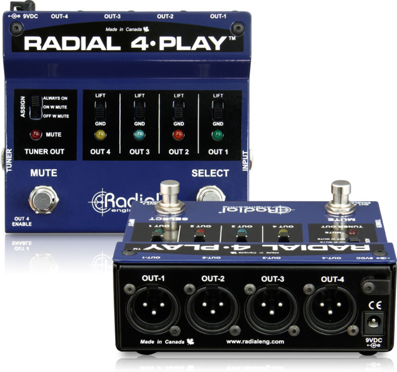 Radial 4-Play™ 多输出DI直插盒脚踏开关批发零售 隔离变压器 消除接地回路的噪声DI直插盒 吉他DI盒