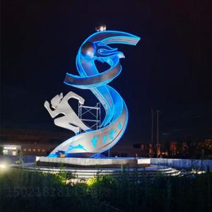 三门峡城建大型运动人物雕塑 不锈钢彩色灯光雕塑工艺