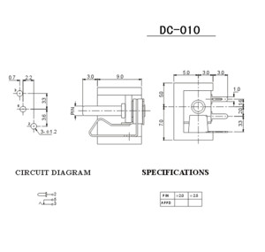 **DC插座DC-010直流电源DC母座芯针2.0/2.5mm