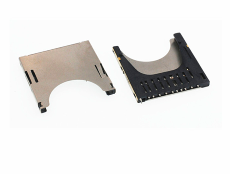 厂家直销SD卡座自弹式11pin 记忆内存卡槽 贴片内焊SD卡槽