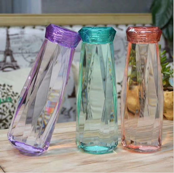 韩版钻石水杯玻璃水晶杯菱形随手杯创意运动水壶礼品广告杯大容量