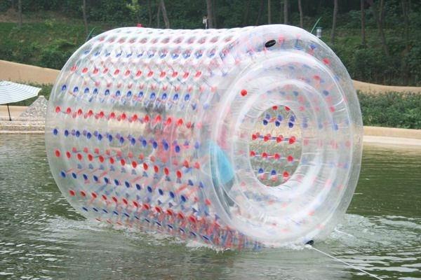 透明水上滚筒步行球水上充气玩具 水上漂充气游乐设备