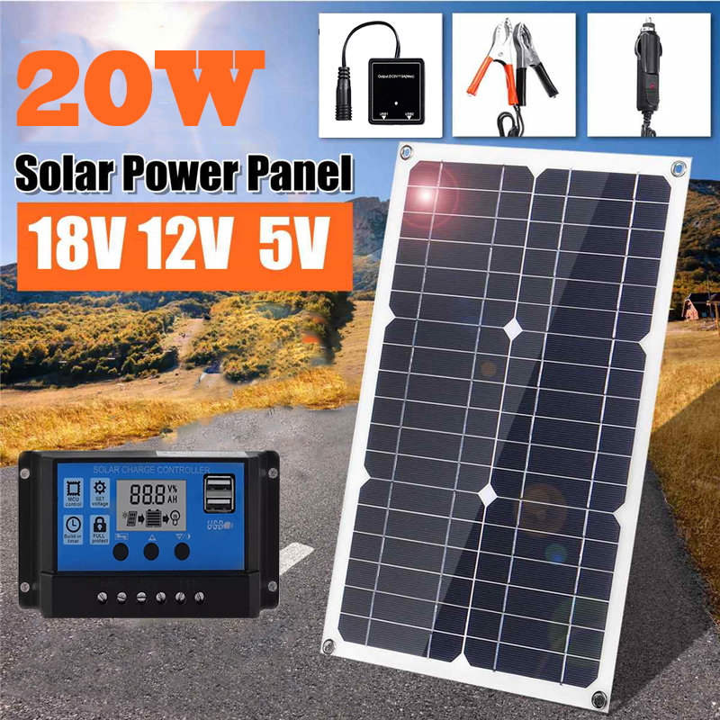 单晶20W+控制器太阳能板太阳能充电宝电池板
