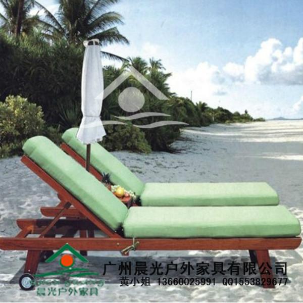 供应木制沙滩椅沙滩床躺椅躺床户外家具休闲泳池躺椅房地产园林家具
