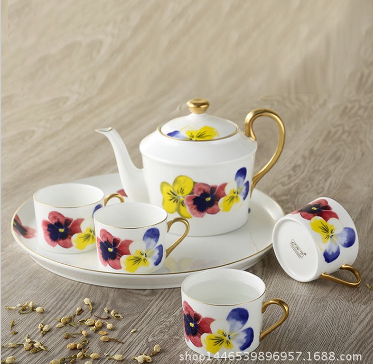 欧式骨瓷茶具6头骨瓷咖啡壶