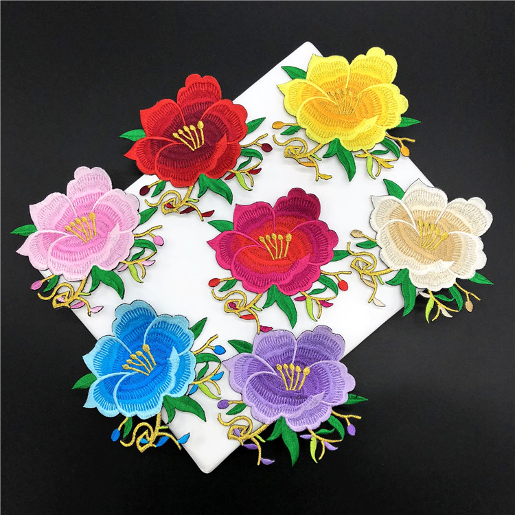 中国风花卉刺绣布
