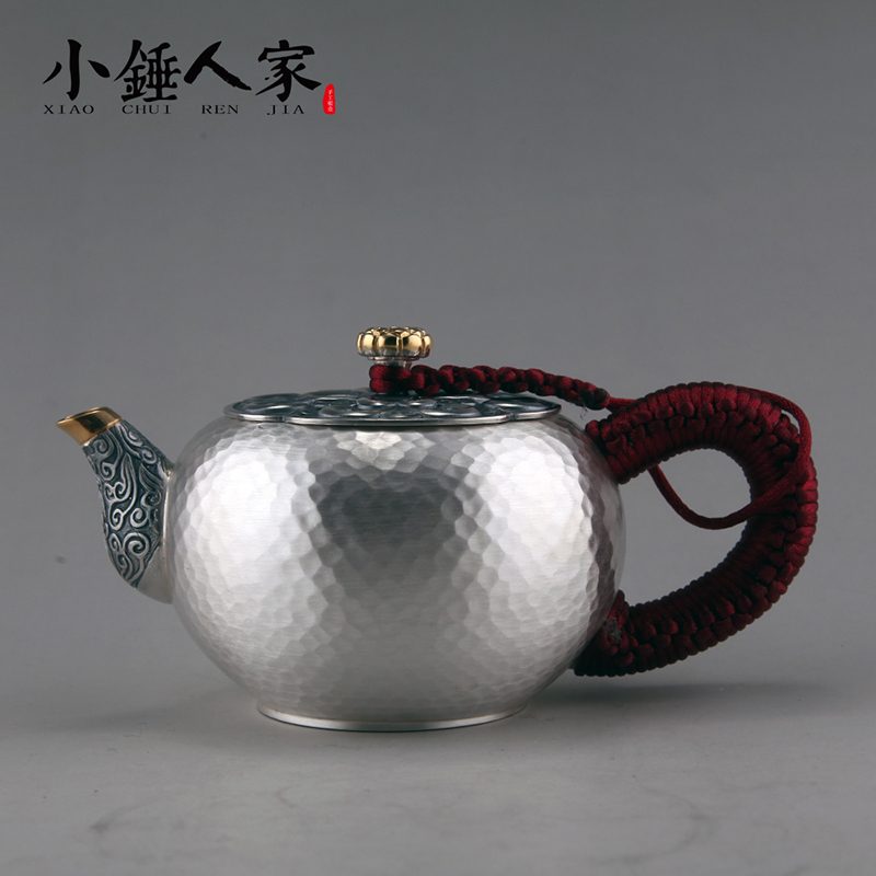 小锤人家如意纹纯银急须泡茶壶纯手工纯银茶壶纯银茶具