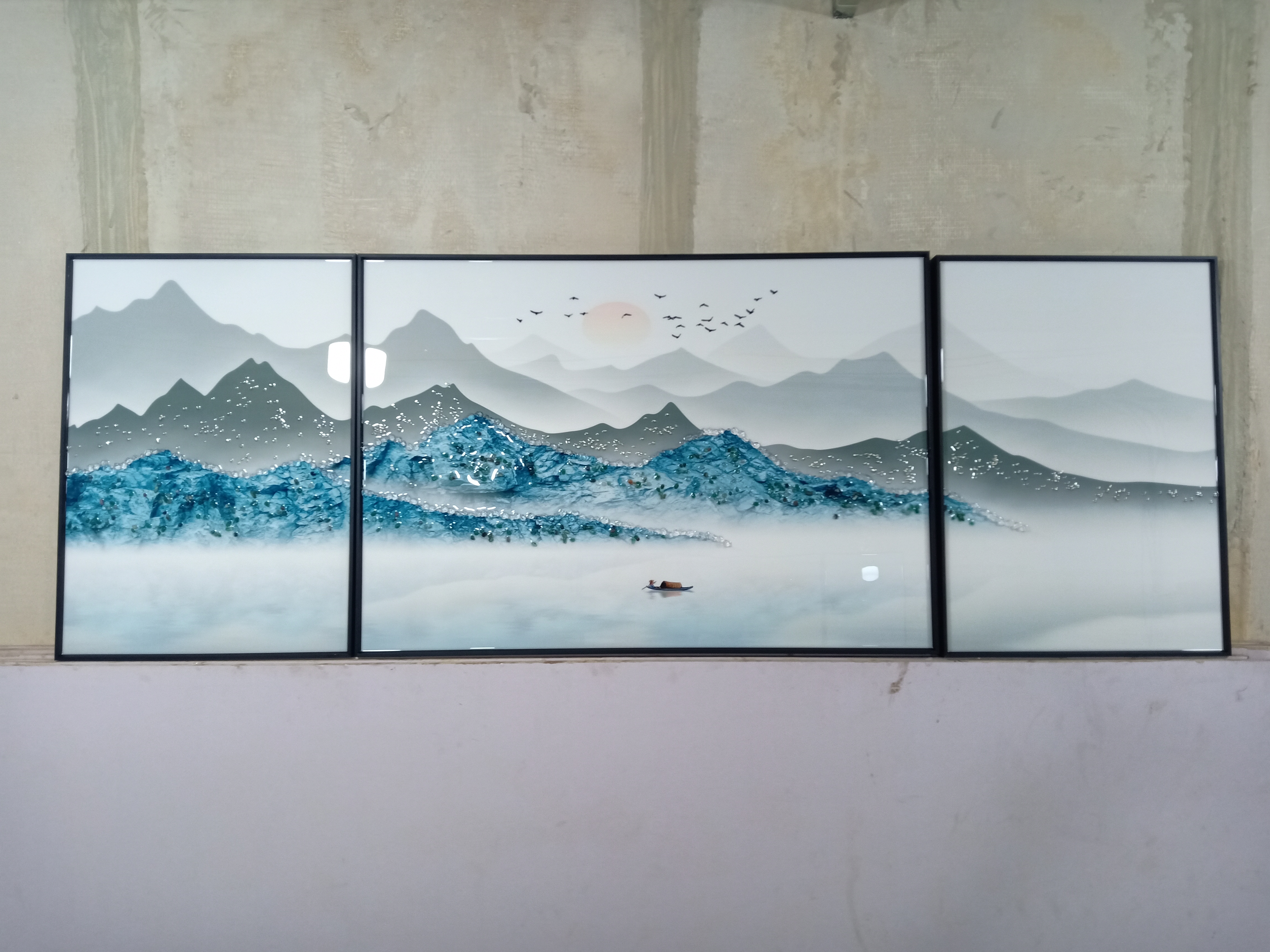 河北沧州晶贝画 客厅画 冰晶画 烤瓷画 工艺品 艺术画 国画