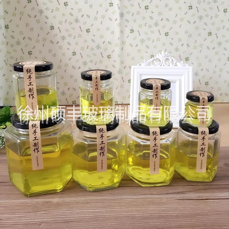 江苏徐州厂家直销六棱玻璃瓶蜂蜜包装密封罐果酱菜瓶