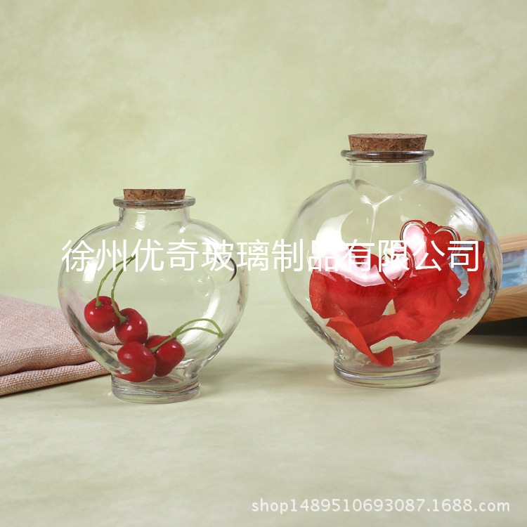 江苏徐州供应定制玻璃心形许愿瓶 星星瓶 漂流瓶 创意储物罐 收纳瓶