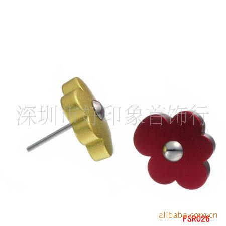 广东深圳供应唯美饰品  彩色花朵镶嵌钢珠不锈钢耳钉