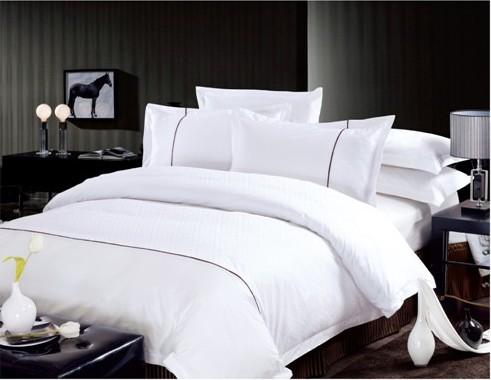 供应酒店床上用品纯色全棉贡缎四件套装 星级酒店60*60高密纯棉四件套