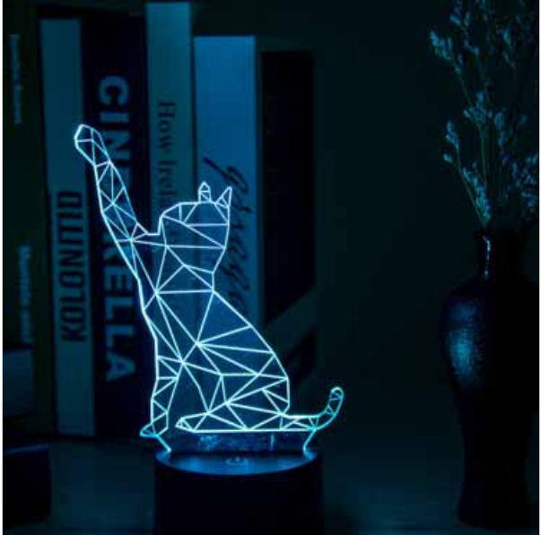 猫型LED台灯 佛山创意3DLED小夜灯 LED USB厂家供应商报价