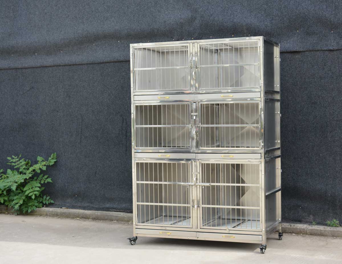 大牛不锈钢多层狗笼宠物店寄养笼猫狗宠物住院笼展示宠物柜