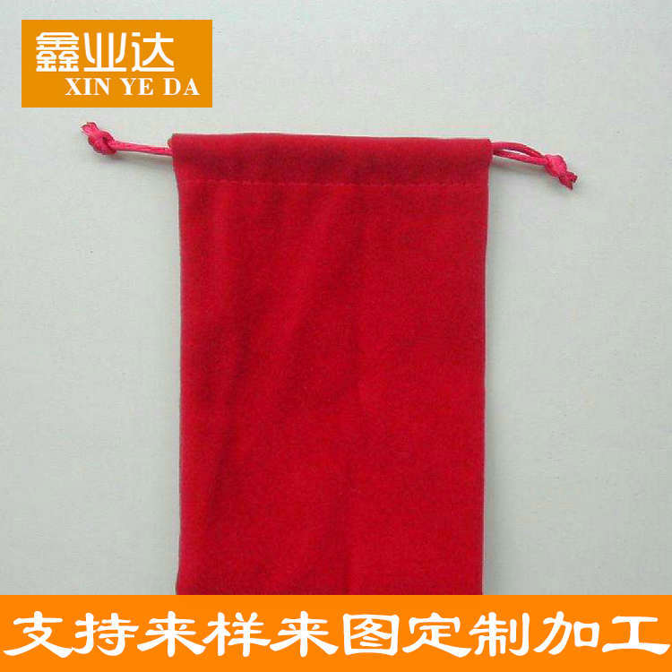 <-><->红色束口绒布袋加厚束口绒布袋